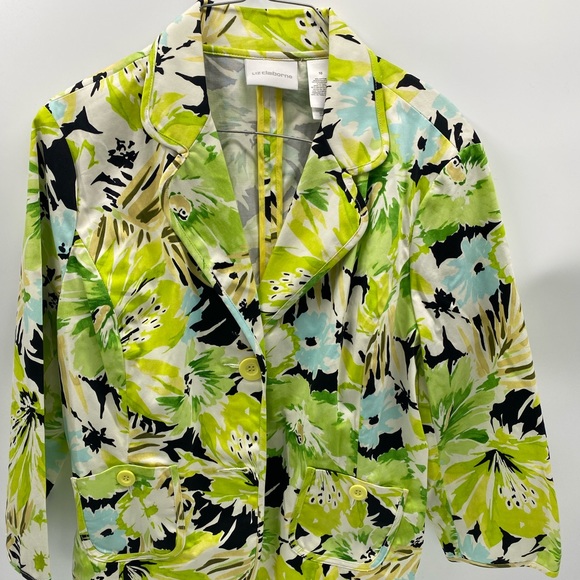 Womans Bright Floral Accented Jacket Liz Claiborne - Picture 2 of 6